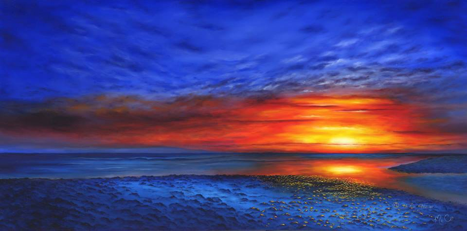 Sunset in Blue 4'x2' Oil on Canvas